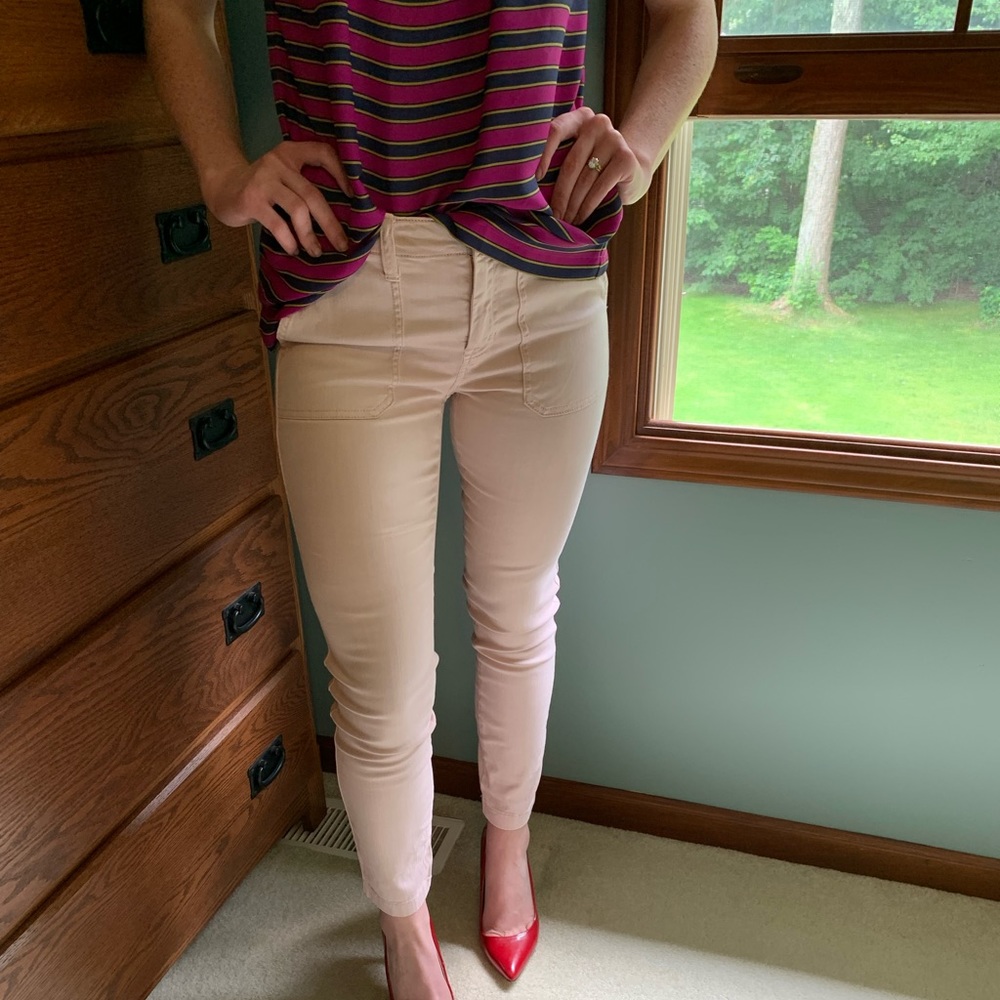 J.Crew women’s skinny cargo-style pants. Size 26. Light beige-pink
